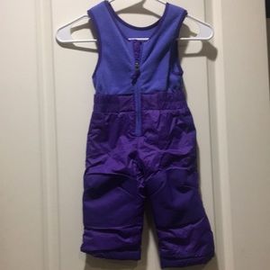 NWOT Columbia zip up one piece snow bib ski pants fleece nylon kids size 12-18M
